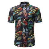 Men's Button down Tailor Fit Soft 100% Cotton Short Sleeve Dress Shirt Black Multi Color check casual And Formal - Amedeo Exclusive